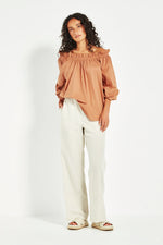 Verge Tamara Cotton Voile Top in Brass - Arielle Clothing