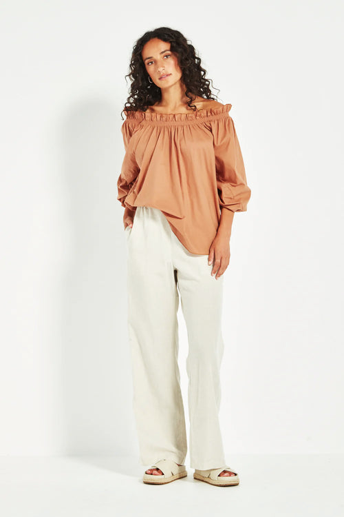 Verge Tamara Cotton Voile Top in Brass - Arielle Clothing