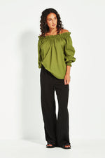Verge Tamara Cotton Voile Top in Green - Arielle Clothing