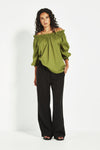 Verge Tamara Cotton Voile Top in Green - Arielle Clothing