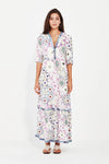 Verge Mystery Print Dress in White - Arielle Clothing