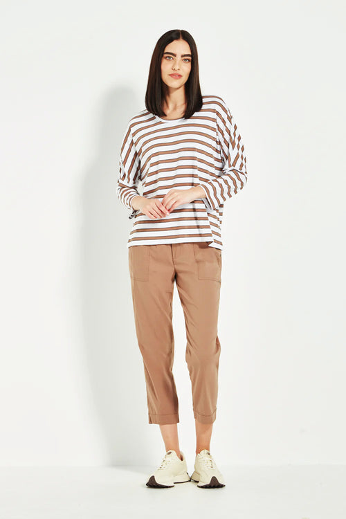 Verge Sail Striped Tee in Mocha - Arielle Clothing