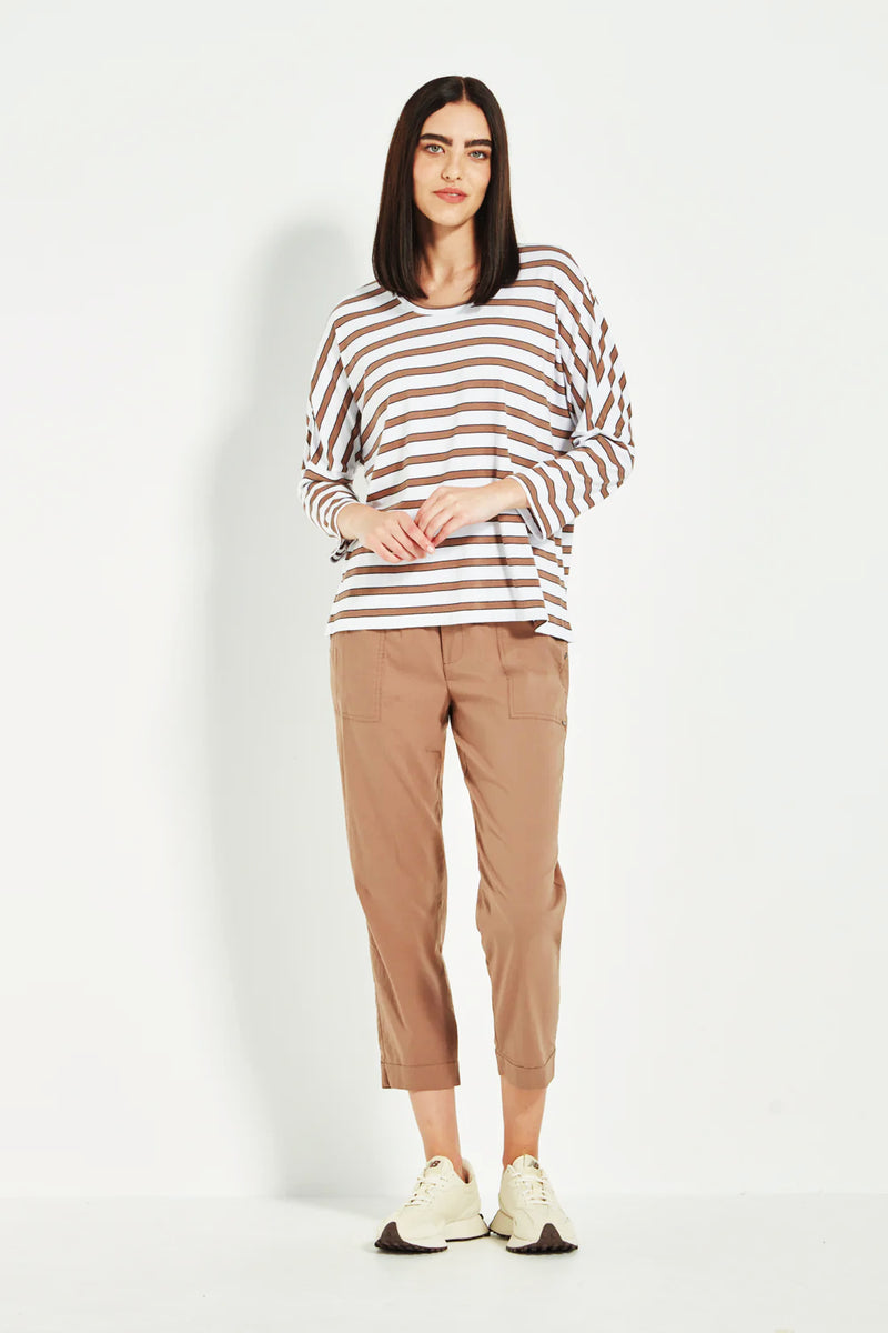 Verge Sail Striped Tee in Mocha - Arielle Clothing