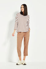 Verge Sail Striped Tee in Mocha - Arielle Clothing