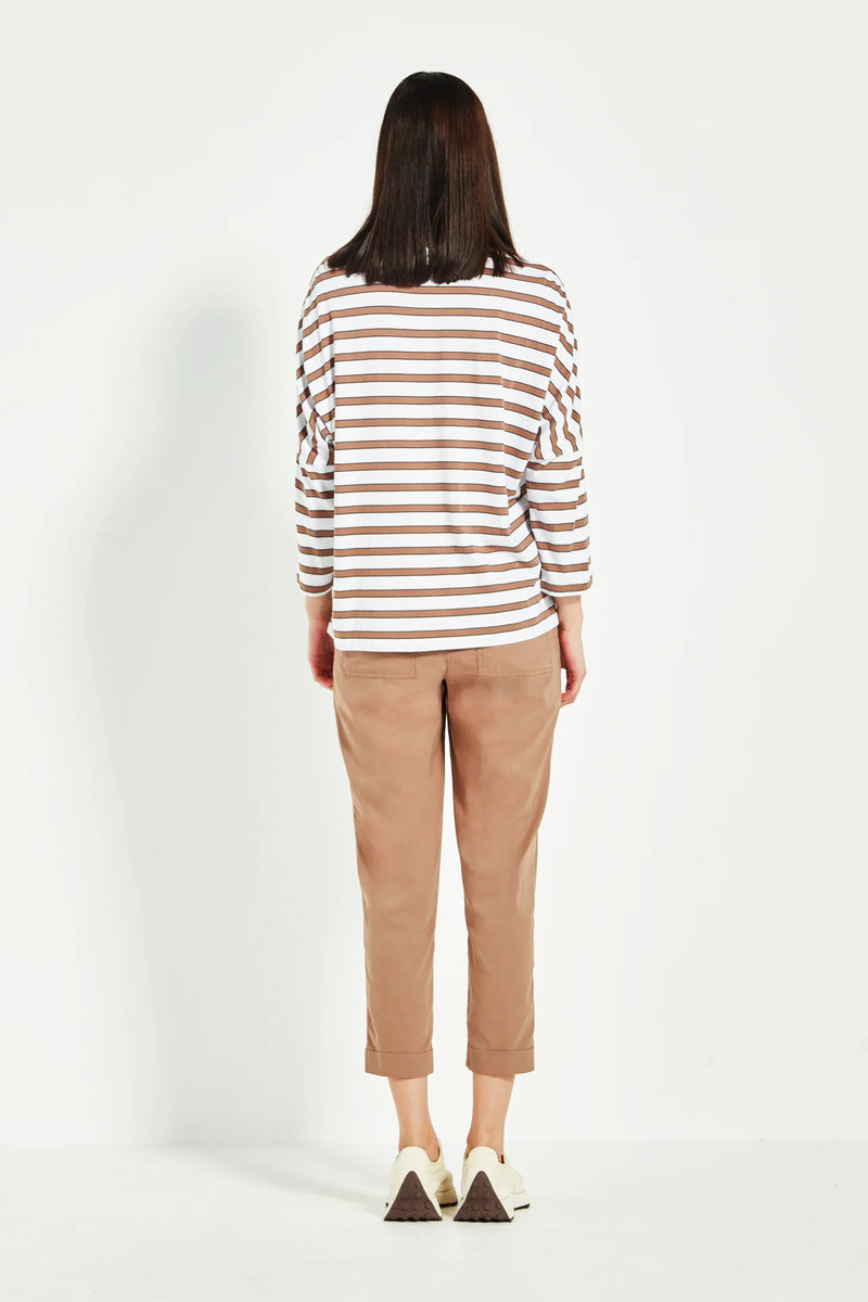 Verge Sail Striped Tee in Mocha - Arielle Clothing