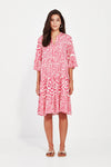 Verge Vale Print Dress in Pink - Arielle Clothing