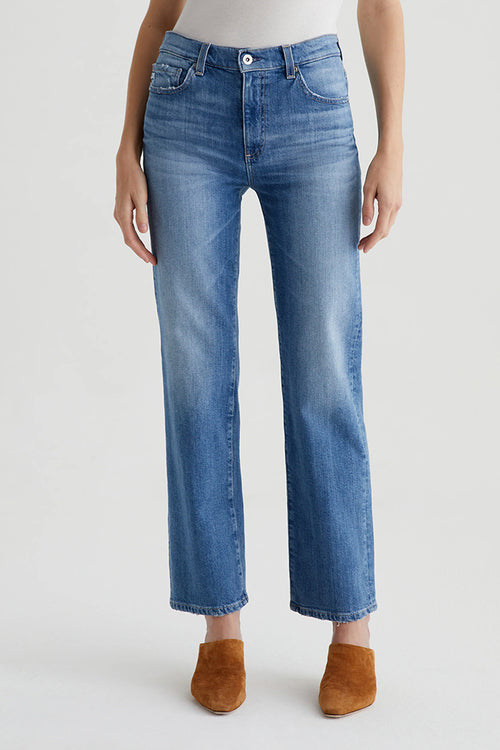 AG Jeans Brinley Mid Rise Straight Jean in Iris - Arielle Clothing