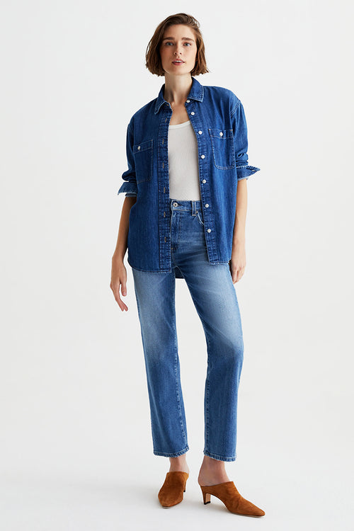 AG Jeans Brinley Mid Rise Straight Jean in Iris - Arielle Clothing