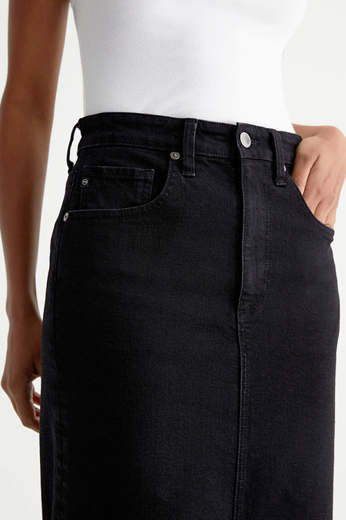 AG Jeans Tefi Denim Midi Skirt in Black Cast - Arielle Clothing