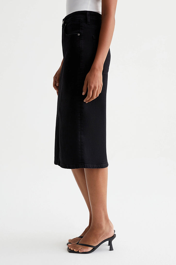 AG Jeans Tefi Denim Midi Skirt in Black Cast - Arielle Clothing
