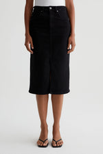 AG Jeans Tefi Denim Midi Skirt in Black Cast - Arielle Clothing