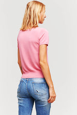 Aldo Martins Siena Short Sleeve Sweater in Coral - Arielle Clothing
