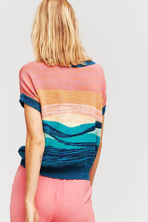 Pinet Short Sleeve Sweater in Sunset
