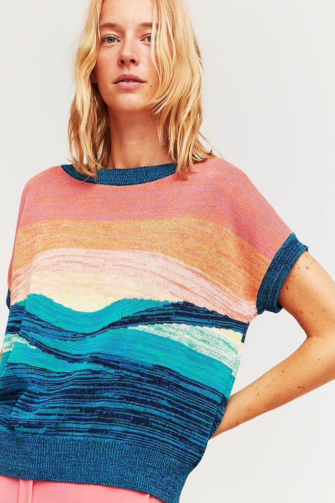 Pinet Short Sleeve Sweater in Sunset