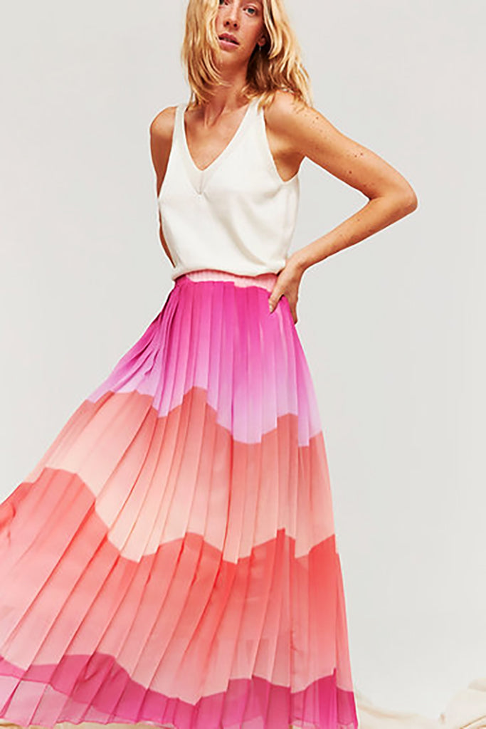 Aldo Martins Raset Pleated Skirt in Pink - Arielle Clothing