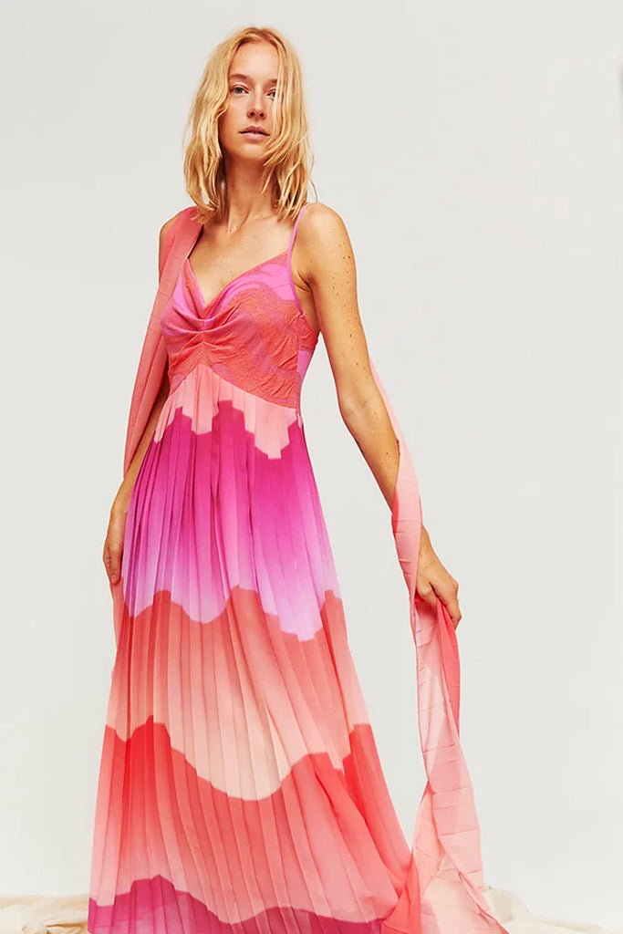 Aldo Martins Reims Dress With Shawl in Pink - Arielle Clothing