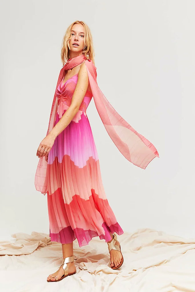 Aldo Martins Reims Dress With Shawl in Pink - Arielle Clothing