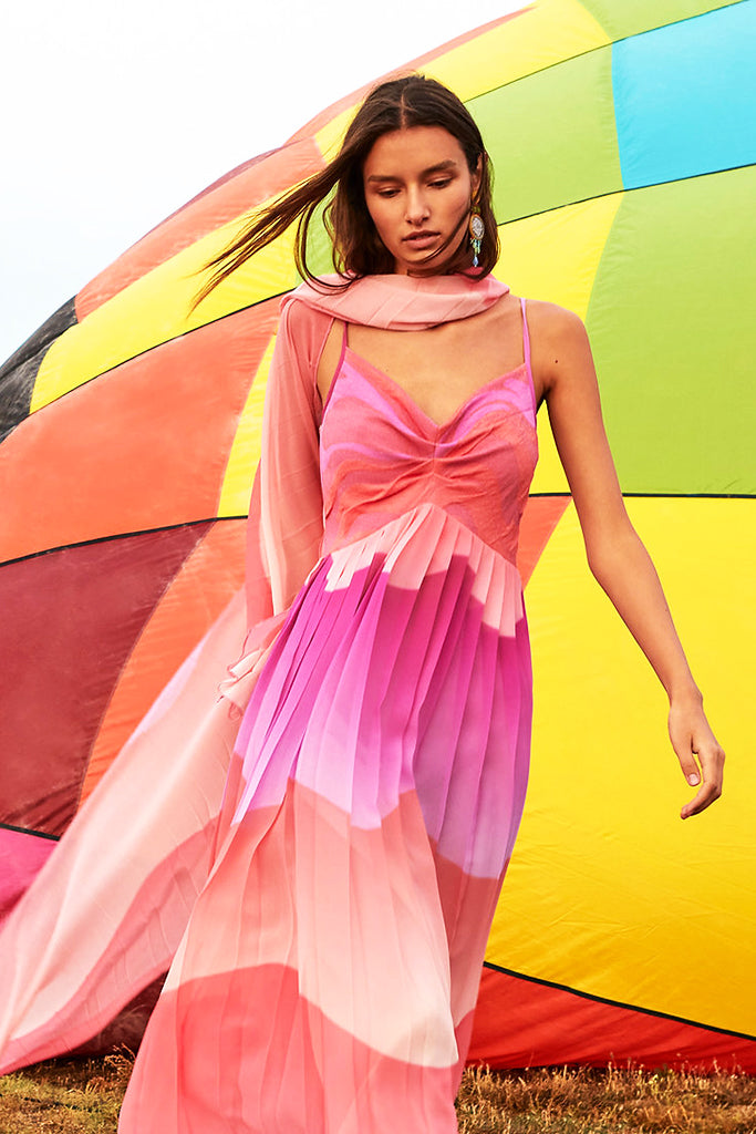 Aldo Martins Reims Dress With Shawl in Pink - Arielle Clothing