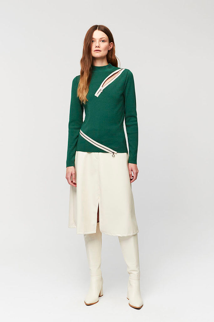 Aldo Martins Erebus Zip Sweater in Emerald - Arielle Clothing
