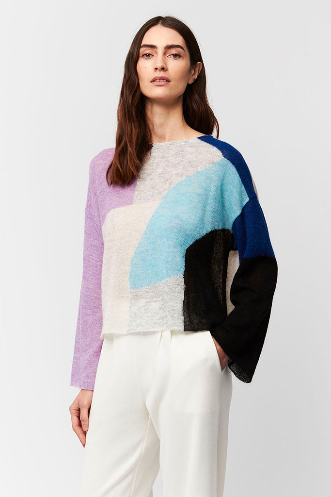 Aldo Martins Colour Block Khan Sweater in Cream/Multi - Arielle Clothing
