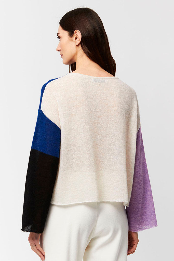 Aldo Martins Colour Block Khan Sweater in Cream/Multi - Arielle Clothing