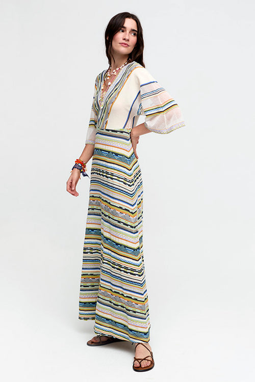 Aldo Martins Andros Maxi Knit Dress in Oyster/Stripe/Multi - Arielle Clothing