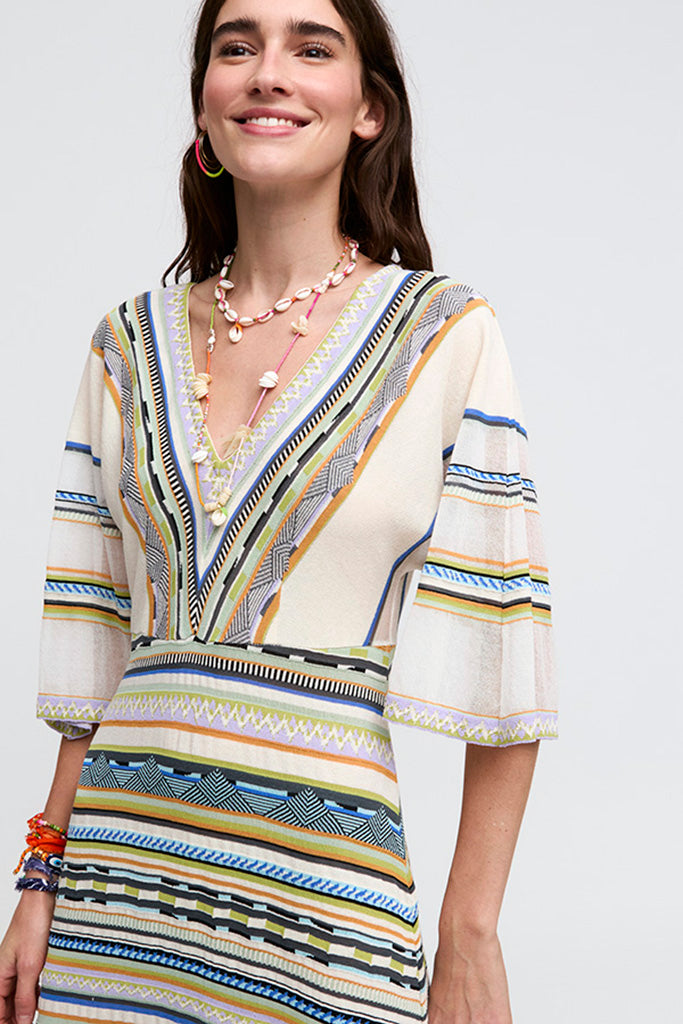 Aldo Martins Andros Maxi Knit Dress in Oyster/Stripe/Multi - Arielle Clothing