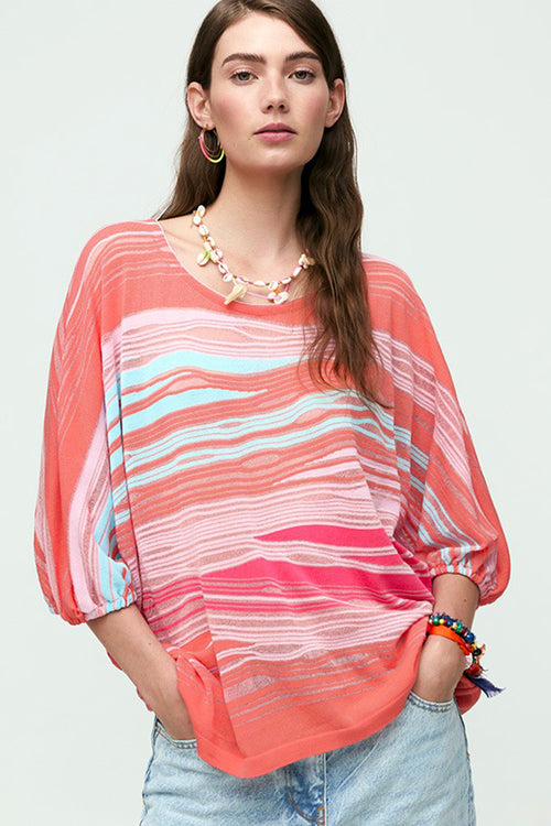 Aldo Martins Byam Lightweight Knti in Coral/Aqua/Watermelon/Lignt Pintk - Arielle Clothing
