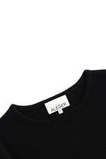 Aleger Cashmere Bell Sleeve Round Neck Sweater in Black - Arielle Clothing