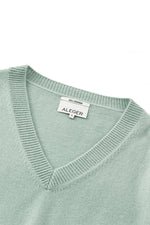 Aleger Cashmere Oversized High Low V Neck Sweater in Light Moss - Arielle Clothing