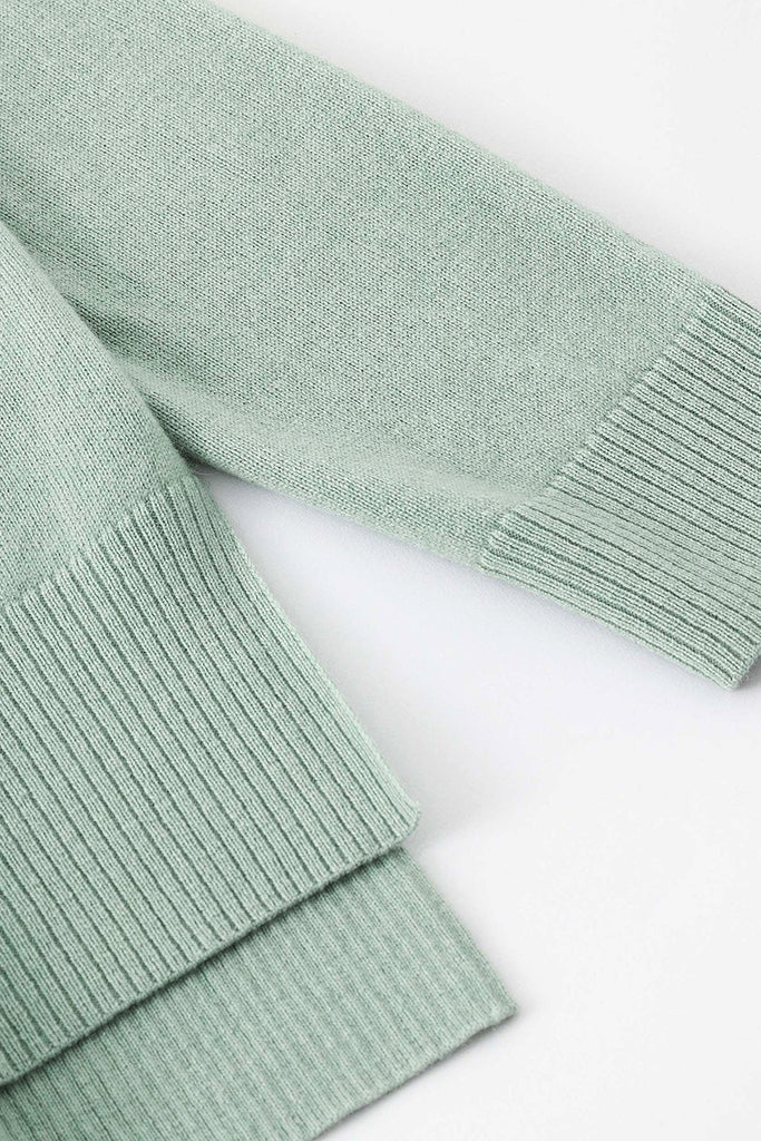 Aleger Cashmere Oversized High Low V Neck Sweater in Light Moss - Arielle Clothing
