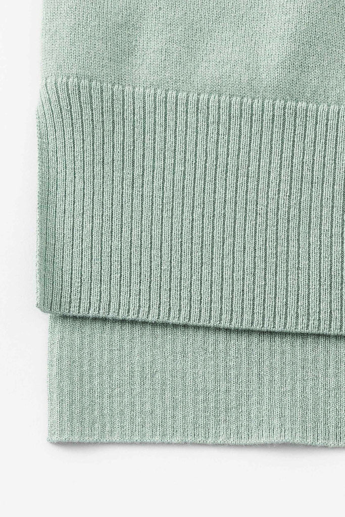 Aleger Cashmere Oversized High Low V Neck Sweater in Light Moss - Arielle Clothing