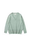 Aleger Cashmere Oversized High Low V Neck Sweater in Light Moss - Arielle Clothing