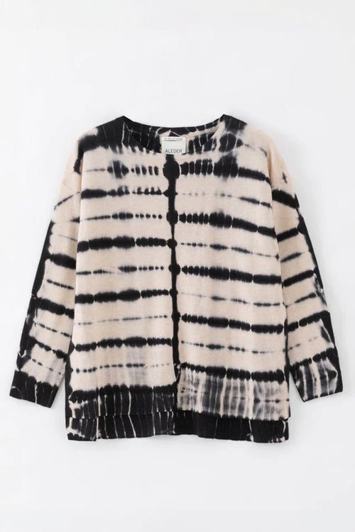 Aleger  Cashmere Tie Dye Hi Lo Sweater in Shell/Lead - Aleger Cashmere