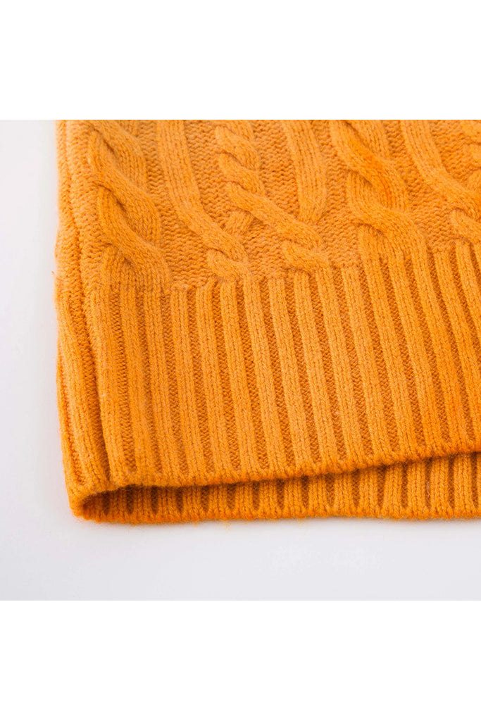 Aleger Cashmere Cable Knit Dip Dye Sweater in Candy Orange - Arielle Clothing