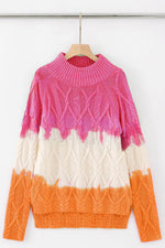 Aleger Cashmere Cable Knit Dip Dye Sweater in Candy Orange - Arielle Clothing