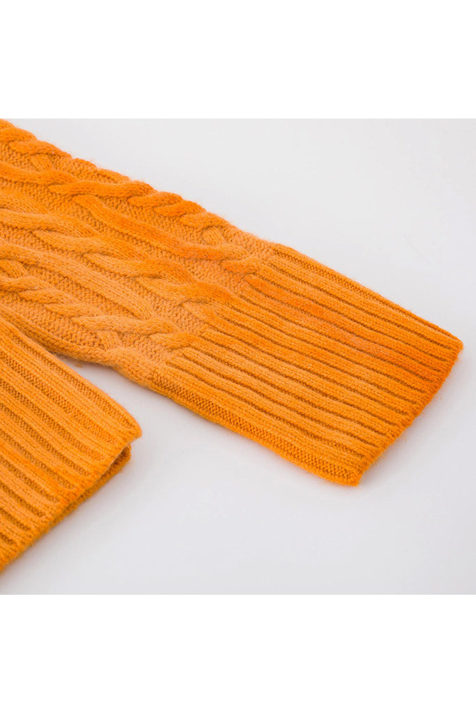 Aleger Cashmere Cable Knit Dip Dye Sweater in Candy Orange - Arielle Clothing
