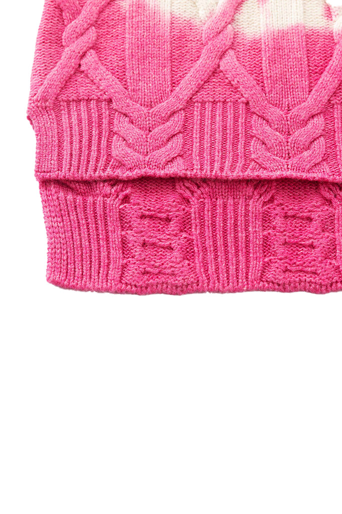 Aleger Cashmere Cable Knit Dip Dye Sweater in Candy Apple - Arielle Clothing