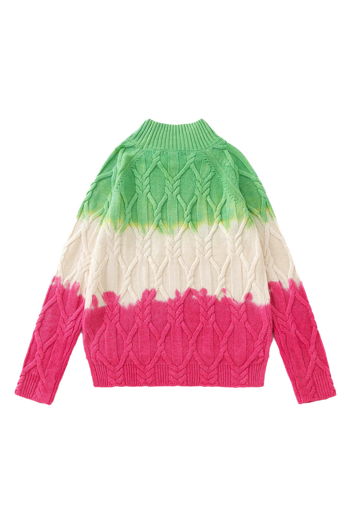Aleger Cashmere Cable Knit Dip Dye Sweater in Candy Apple - Arielle Clothing