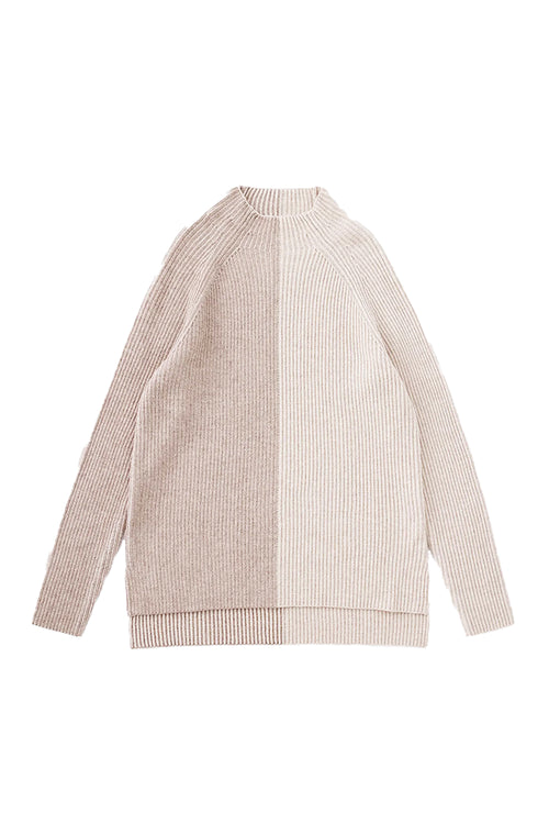 Aleger Cashmere Plated Funnel Neck Sweater in Wheat - Arielle Clothing
