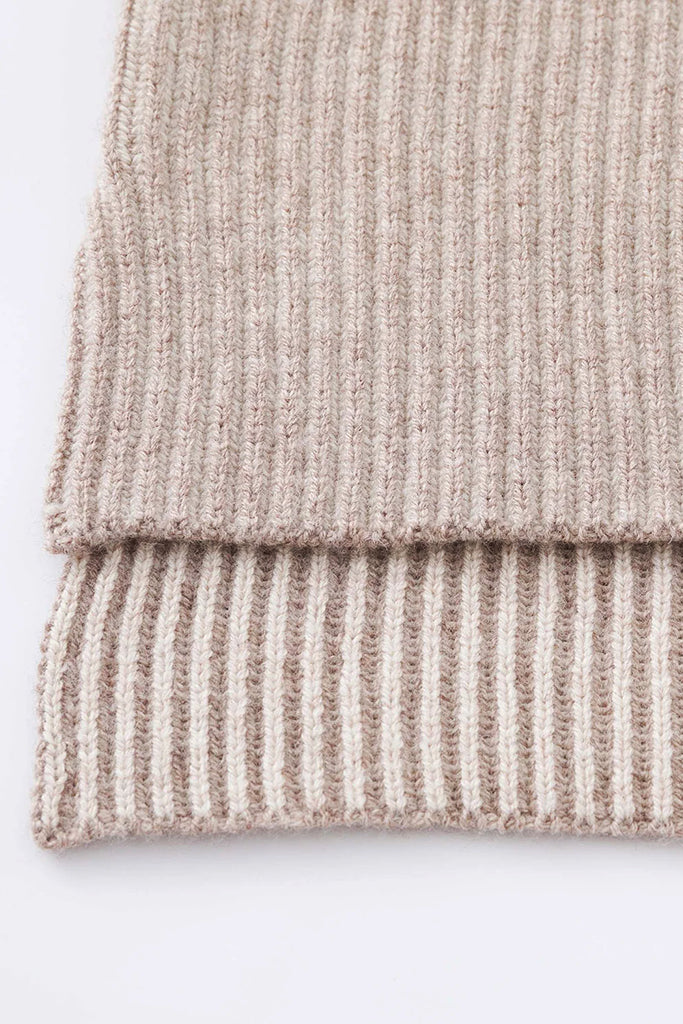 Aleger Cashmere Plated Funnel Neck Sweater in Wheat - Arielle Clothing