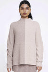 Aleger Cashmere Plated Funnel Neck Sweater in Wheat - Arielle Clothing
