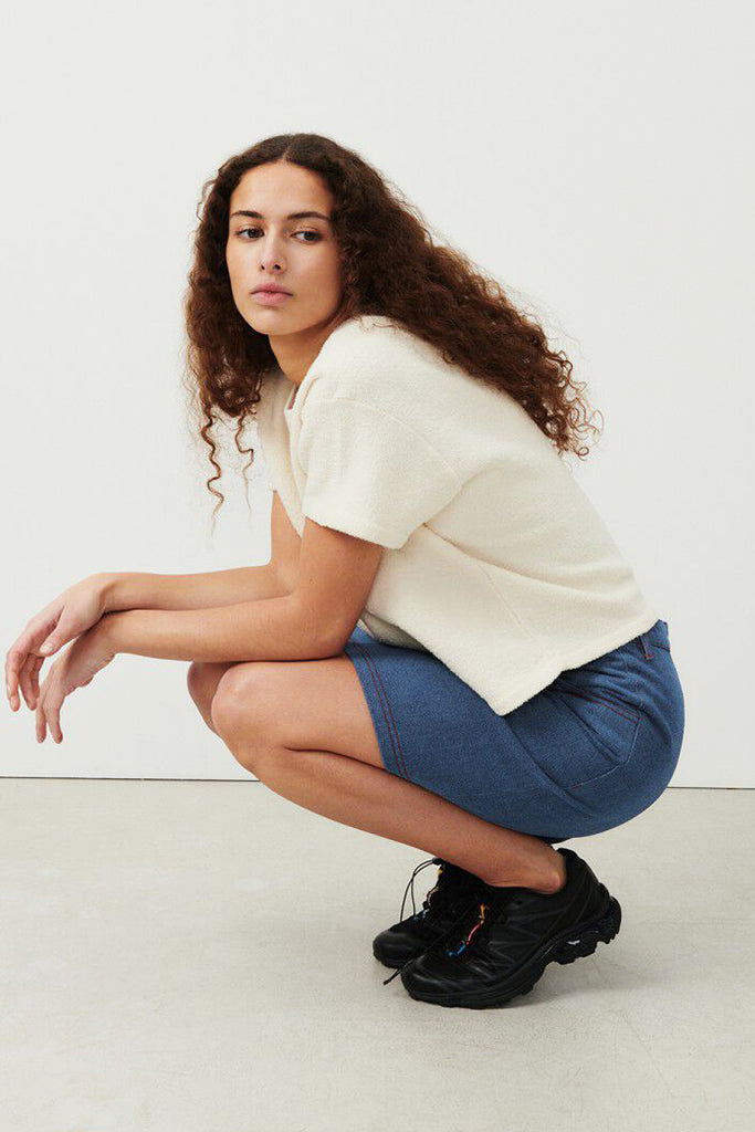 American Vintage Bobypark Short Sleeve T-shirt in Ecru - Arielle Clothing
