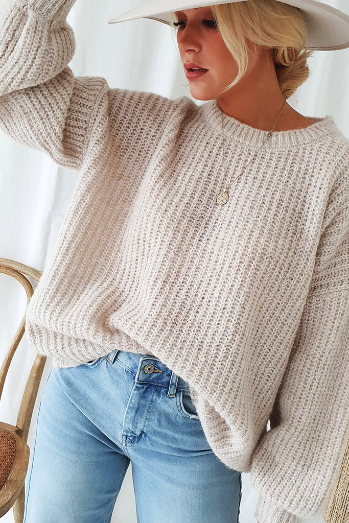 Bypias Selena Alpaca Knit in Beige - Arielle Clothing