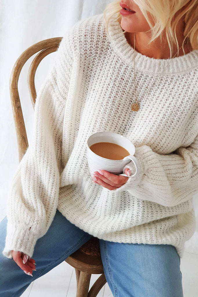 Bypias Selena Alpaca Knit in Off White - Arielle Clothing