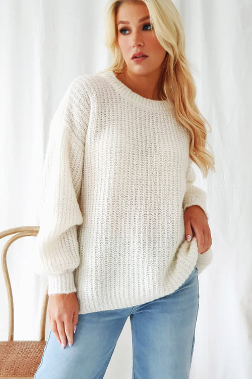 Bypias Selena Alpaca Knit in Off White - Arielle Clothing