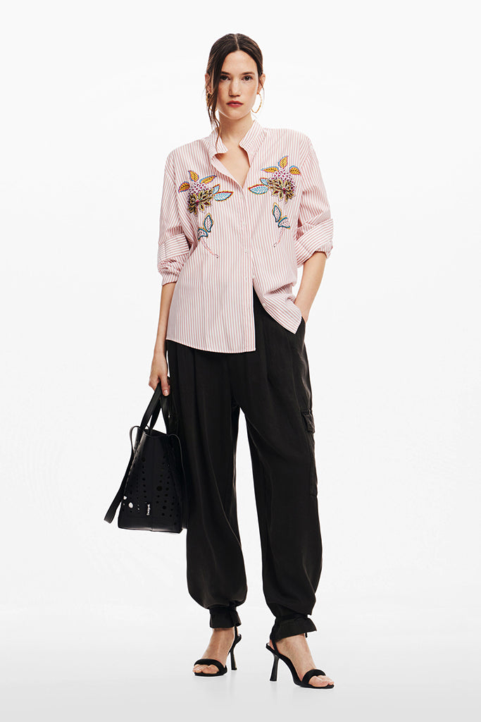 Desigual Nagano Striped Shirt in Pink Ice - Arielle Clothing