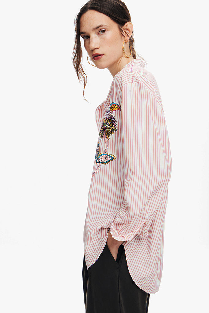 Desigual Nagano Striped Shirt in Pink Ice - Arielle Clothing