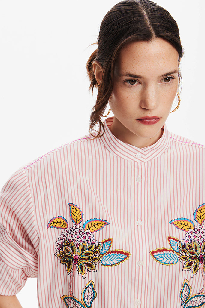 Desigual Nagano Striped Shirt in Pink Ice - Arielle Clothing