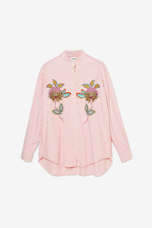 Desigual Nagano Striped Shirt in Pink Ice - Arielle Clothing